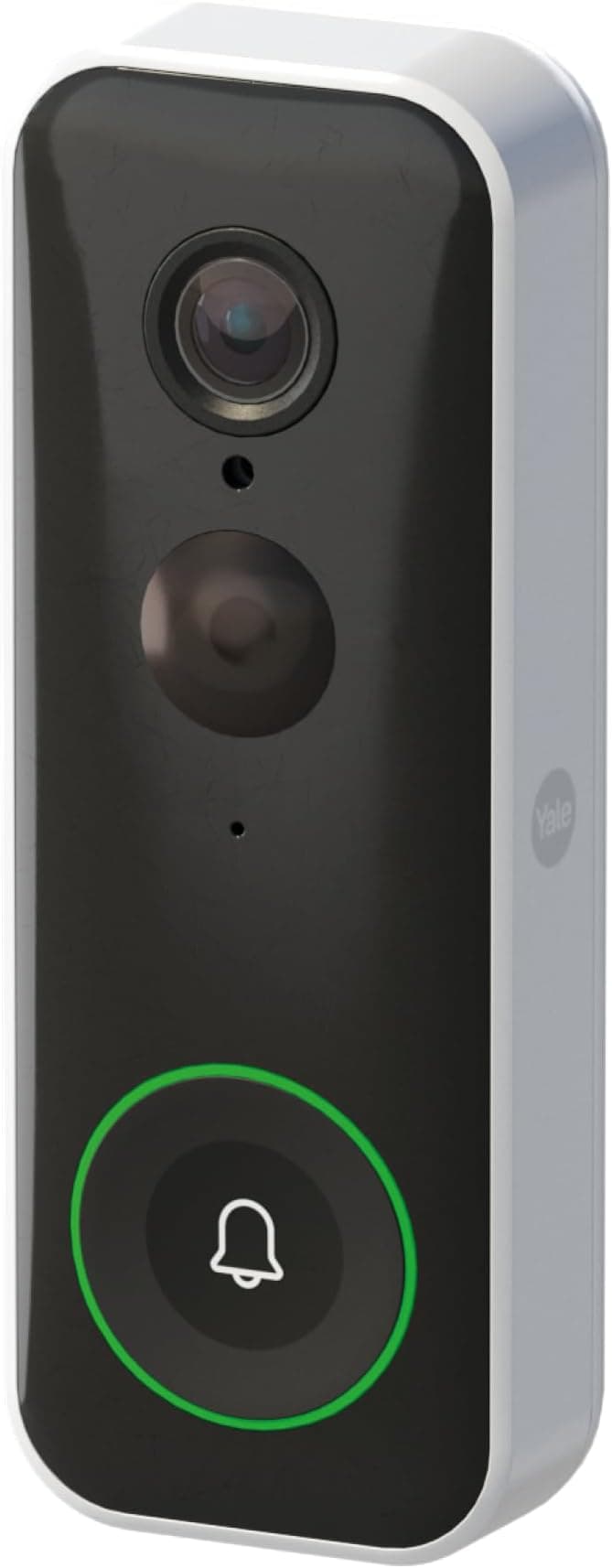 Yale Smart Video Doorbell mounted on brick wall beside front door