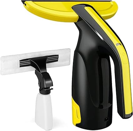 Eave window vacuum cleaner being used on a glass window