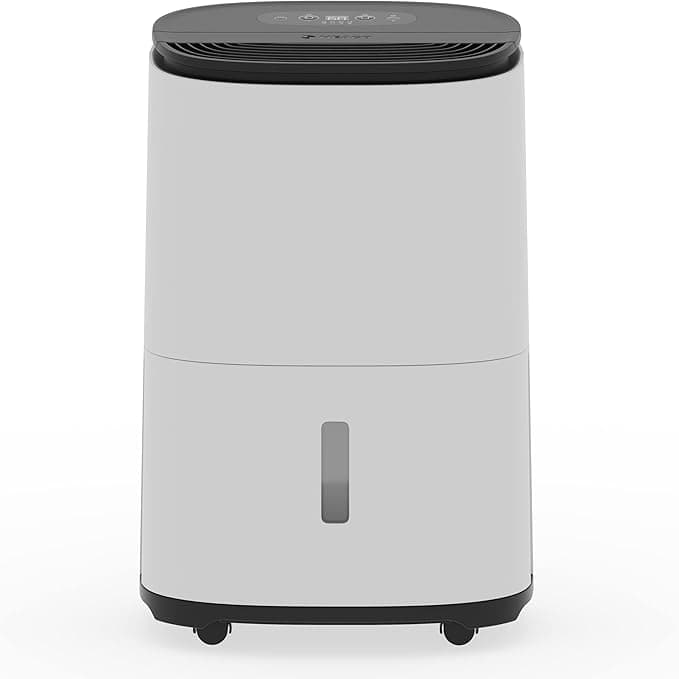 MeacoDry Arete One 12L dehumidifier and air purifier in white on living room floor