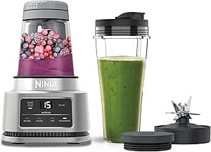Ninja Foodi Power Nutri Blender blending a frozen berry smoothie