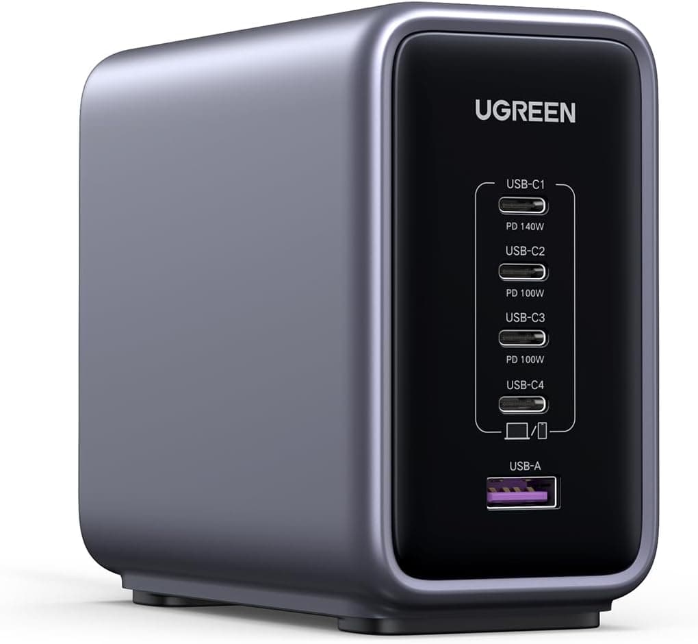 UGREEN 300W GaN charging station with 5 ports on a desk
