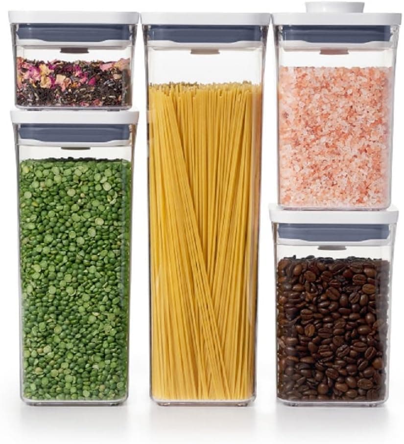 OXO POP containers organised in a kitchen cupboard