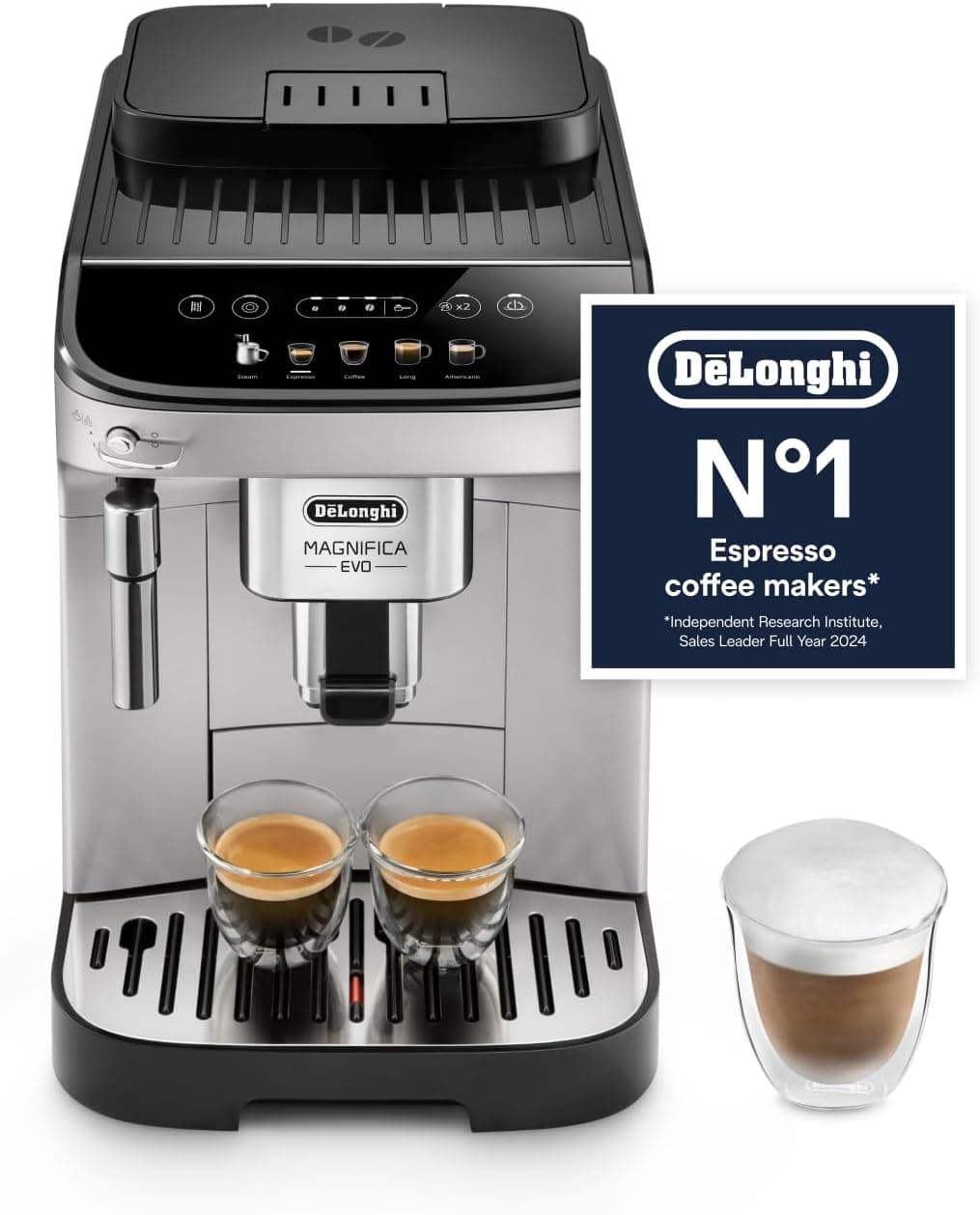 De'Longhi Magnifica Evo bean to cup coffee machine brewing espresso