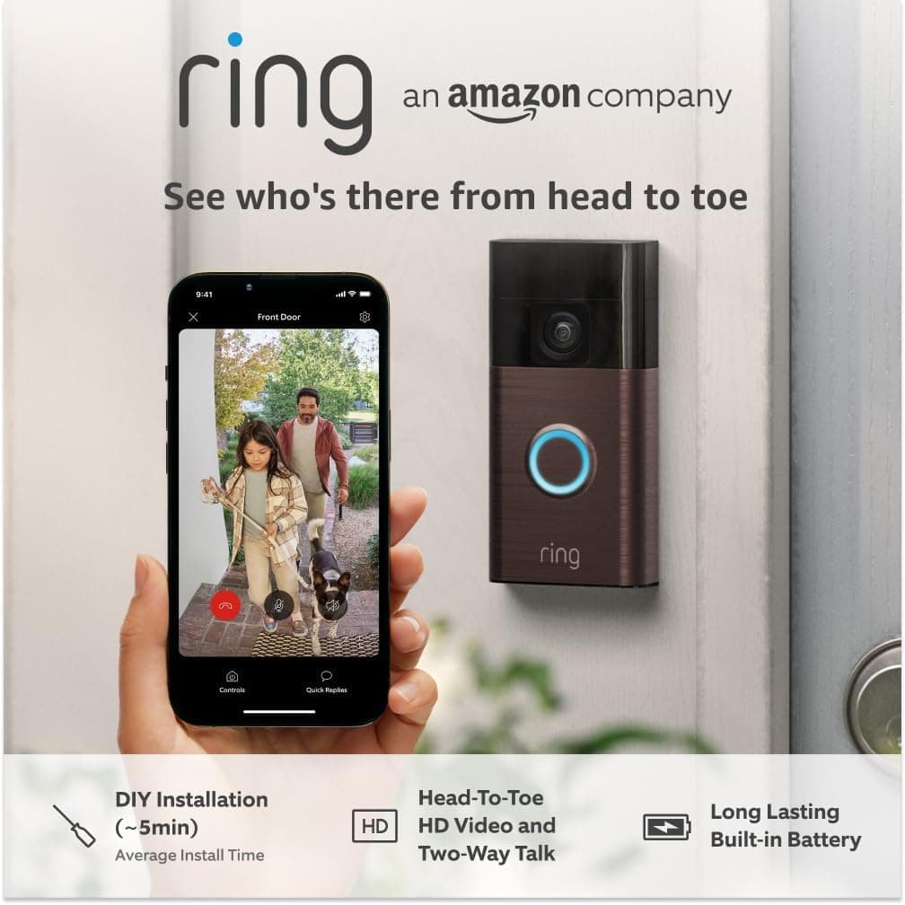 Ring Battery Video Doorbell showing live view on a smartphone