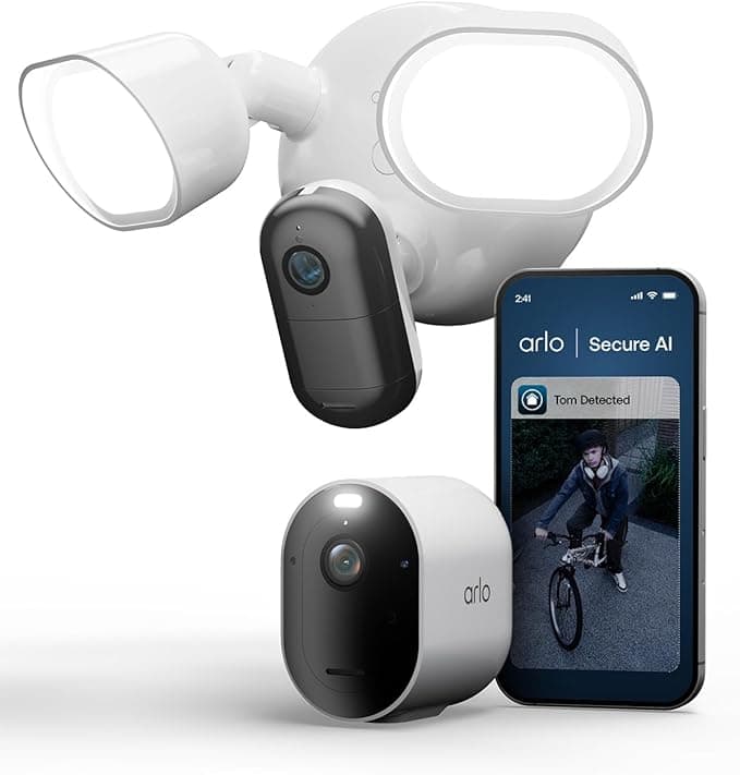 Arlo Pro 6 outdoor security camera in white mounted on exterior wall