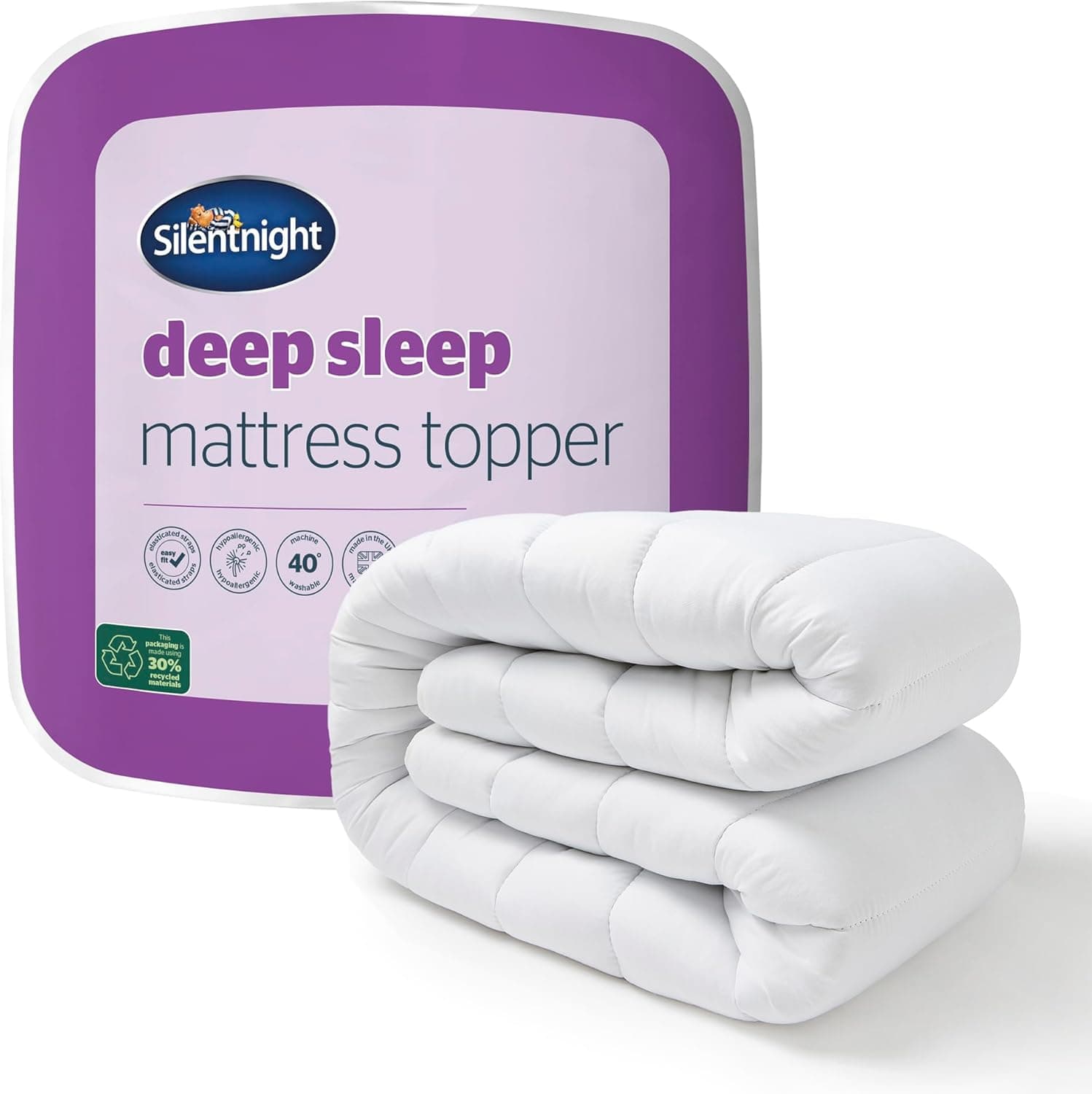 Silentnight Deep Sleep mattress topper fitted to a bed