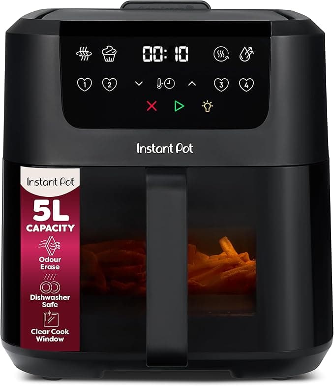 Instant Pot Vortex Compact black 5L air fryer on kitchen counter