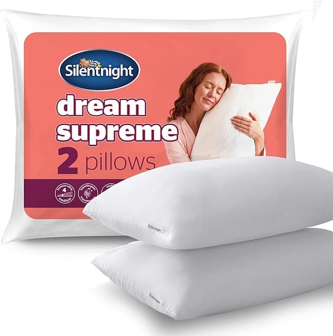 Silentnight Dream Supreme Pillows 2 Pack in white cotton covers