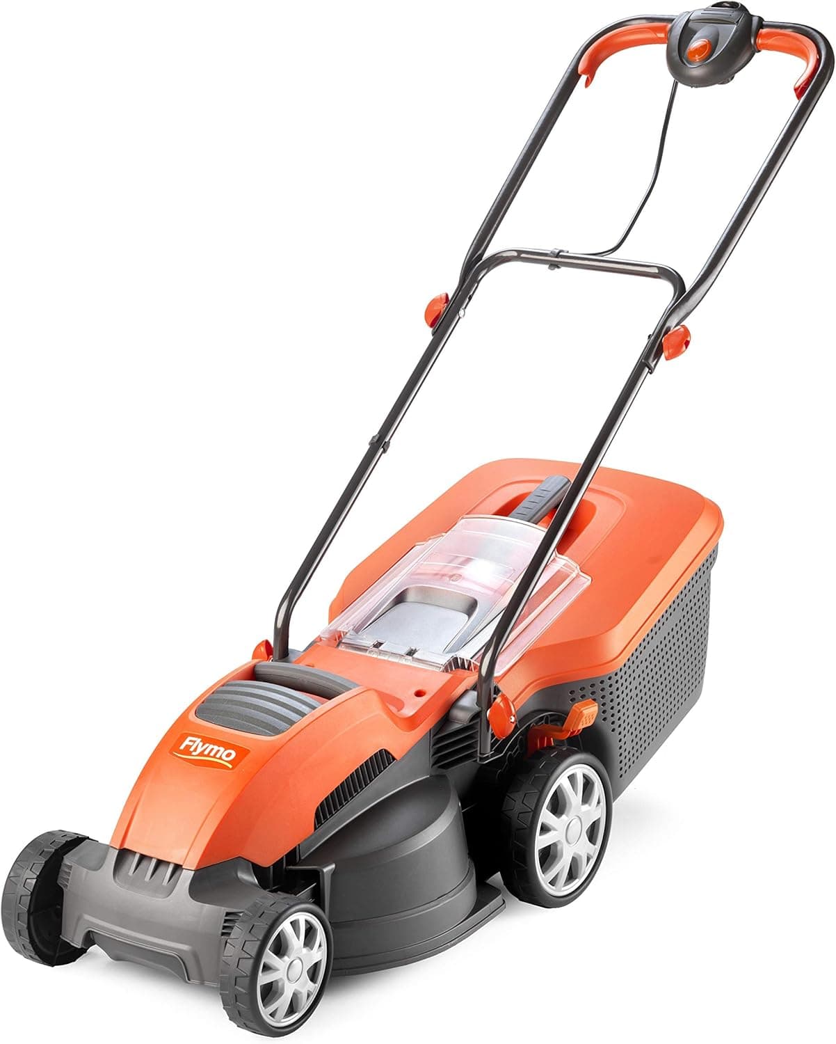 Flymo Speedi-Mo 360VC mowing a striped lawn