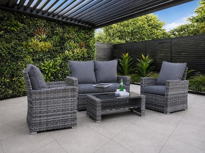 Goods Emporium grey rattan garden furniture set on patio